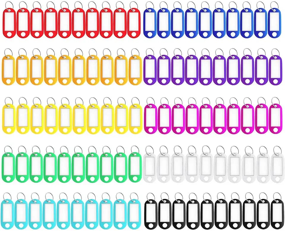 150 Pack Plastic Key Tags with Labels, Key Labels Markers Keychain