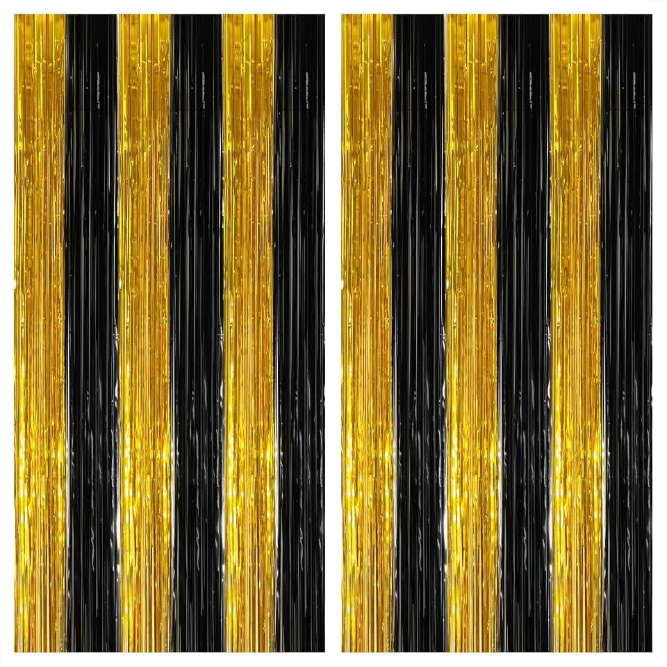 KatchOn, Black and Gold Streamers For Birthday Decorations - Pack of 2