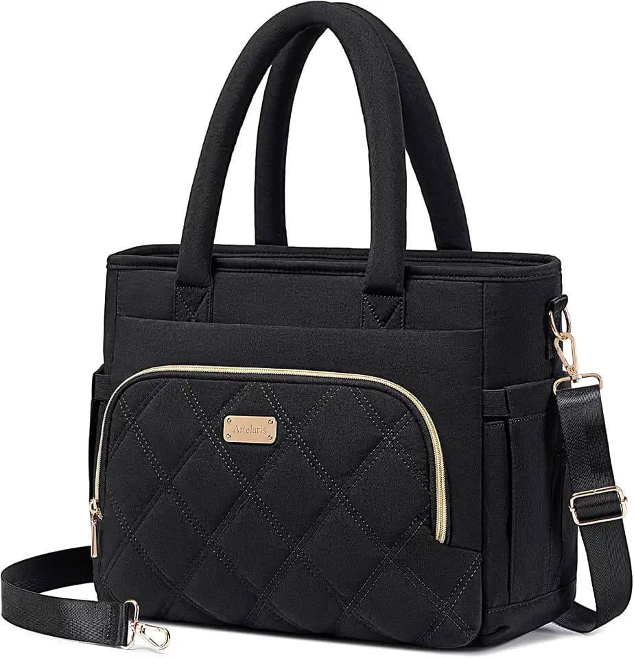 Artelaris Lunch Bag Women, Adult Insulated Lunch Box, Leakproof Lunch Cooler Bag, Reusable Large Lunch Cooler for Work, Picnic, Travel (Black)