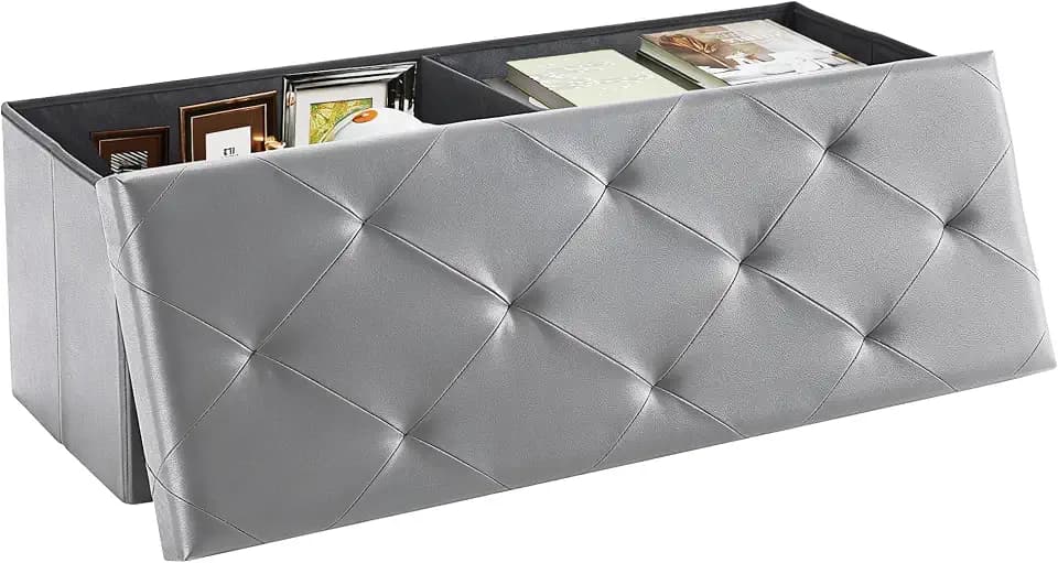 DUMOS 43 Inch Folding Storage Ottoman Bench, Large Ottoman with Storage