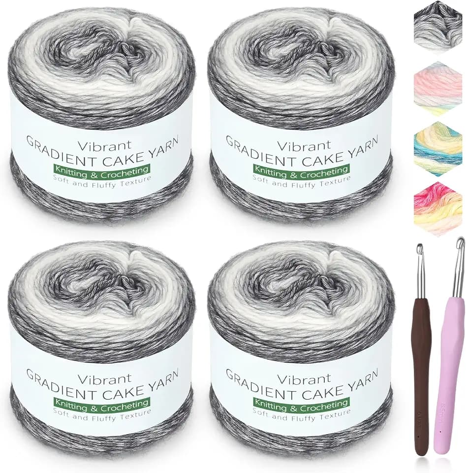 Katech 4 Pack Ombre Yarn for Crocheting-Fairyland Gradient Cake Yarn