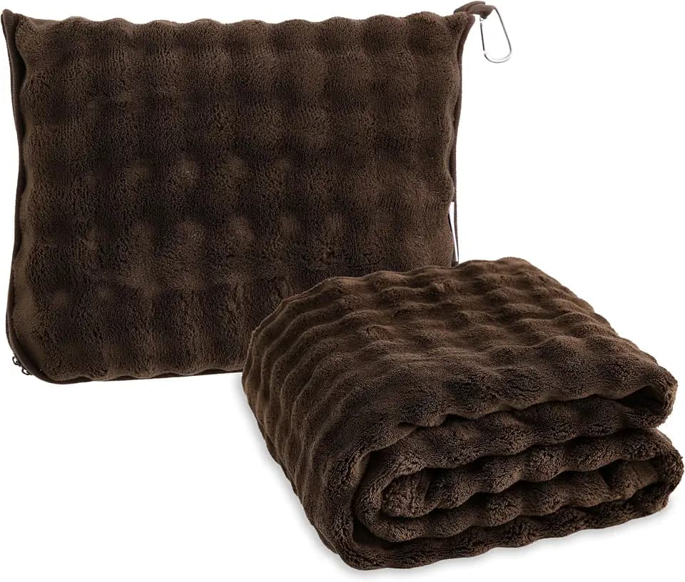 SOCHOW Soft Cozy Travel Blanket for Airplane Train and Car, Brown