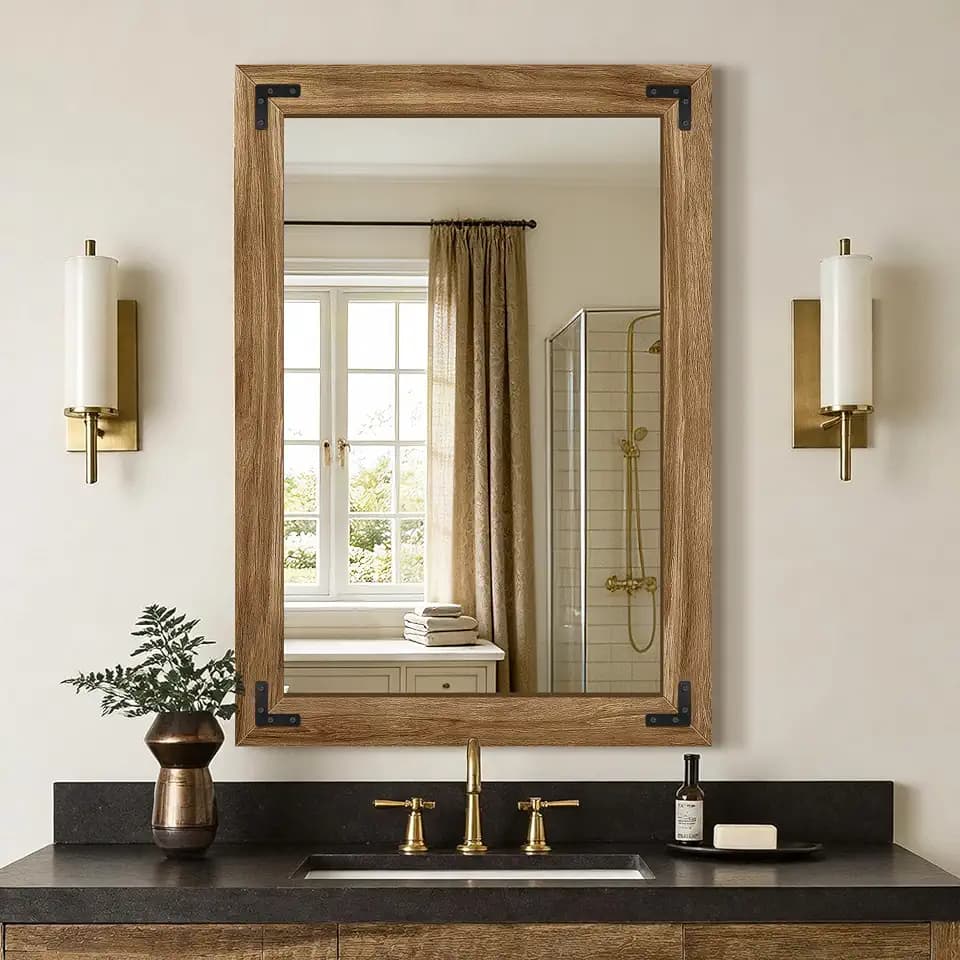 AMOISE Farmhouse Bathroom Vanity Mirror 40"x28" Vintage Rustic Wall Mirror