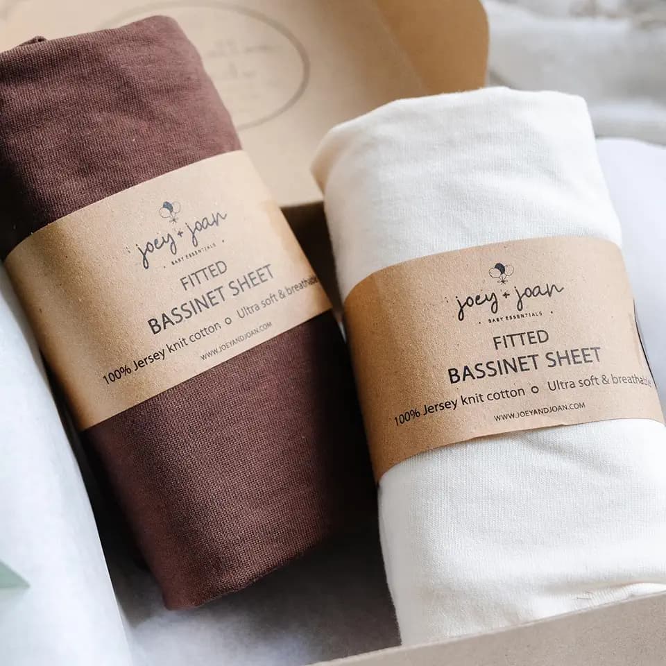 Joey + Joan Fitted Sheets for Arms Reach Co Sleeper Bassinet, 100% Cotton