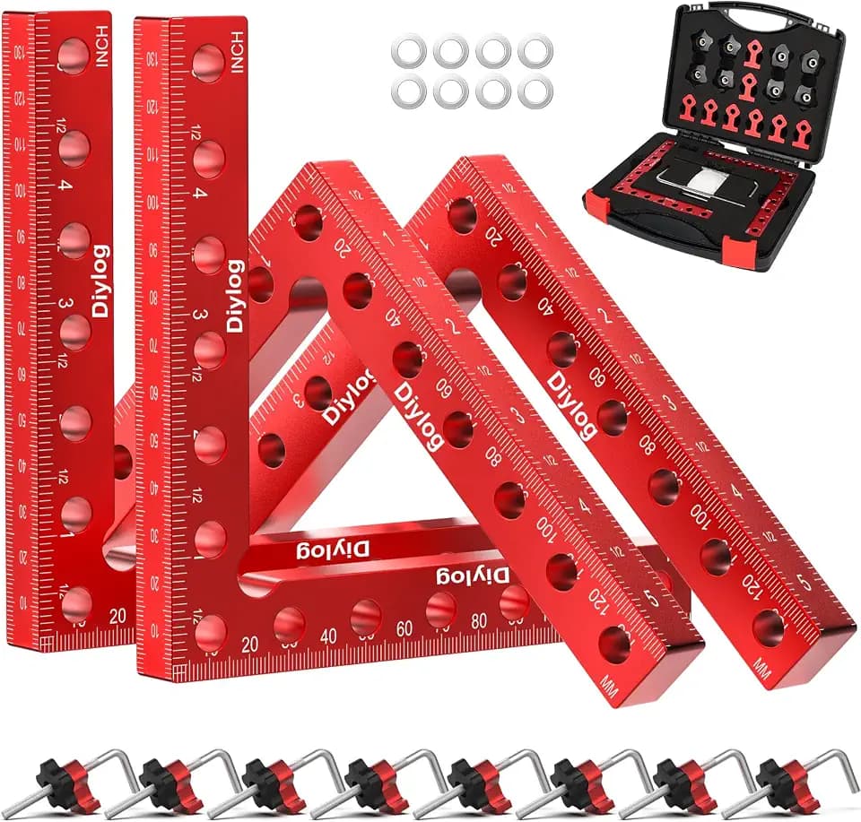 Corner Clamp for Woodworking, 90 Degree Corner Clamp, 4 Pack 5.5"x 5.5" Aluminum Alloy Right Angle Woodworking Tools, Positioning Squares for Picture Frame, Box, Cabinets, Drawers