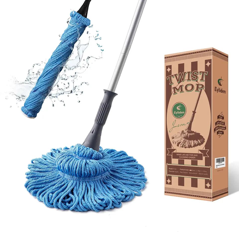 Eyliden Mop with 2 Reusable Microfiber Heads, Easy Wringing Twist Mop