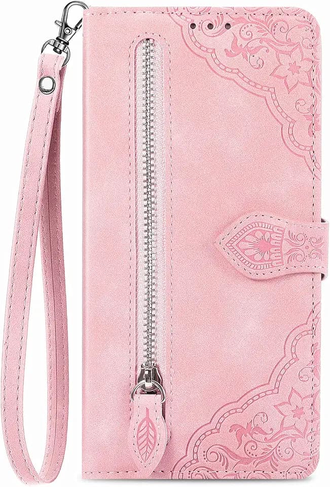 Handyhülle für Samsung Galaxy S23 Ultra 5G Hülle Klappbar mit Kartenfäch Ständer Klapphülle Schutzhülle Leder Wallet Flip Case Cover Tasche Handytasche Stoßfeste - Rosa