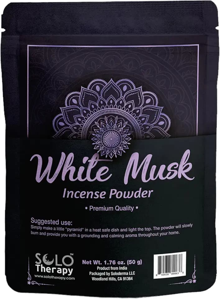 White Musk Incense Powder 50 Grams, Premium Quality, 100% Natural, Sacred Space, Natural Incense, Loose Incense, Product from India, Packaged in the USA (White Musk Incense Powder)