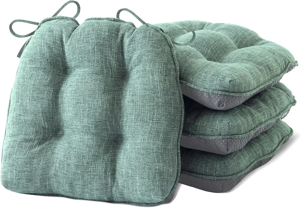 IPYNBAP Memory Foam Chair Cushions Set of 4, 15.5"x15.5"x4", Sage Green