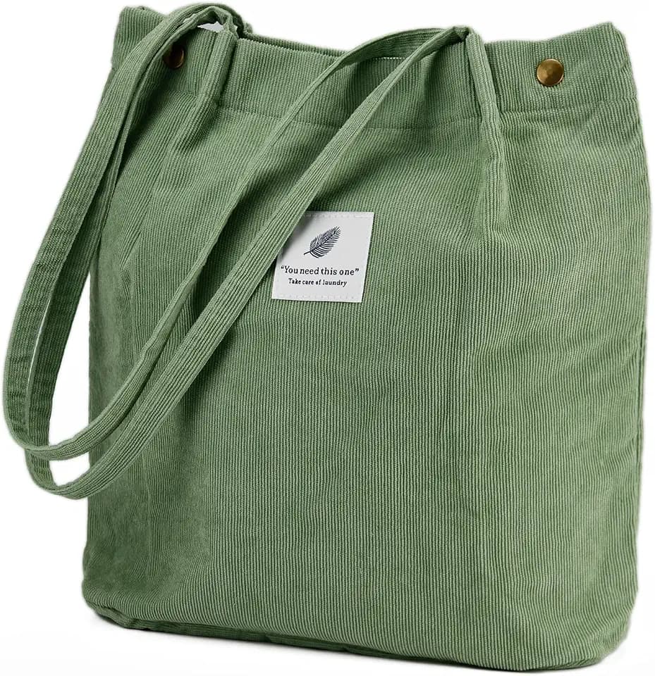 Corduroy Tote Bag Cute Tote Bags for Women Shoulder Bag with Inner Pocket for Work Beach Travel and Shopping Grocery