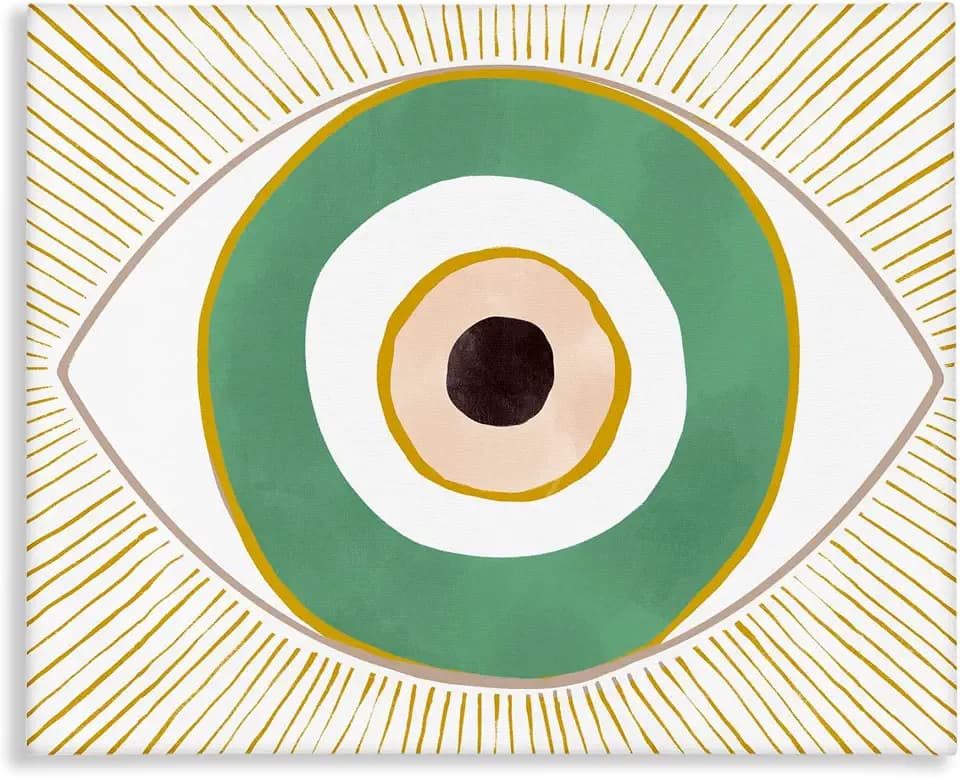 Green Modern Evil Eye Symbol, 24 x 30 Inch Canvas Wall Art