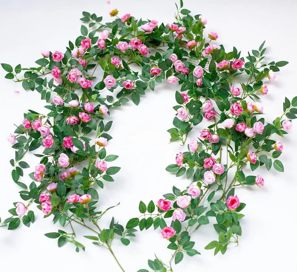 2PCS x 6FT Rose Garland Artificial Flower Vine for Home Decor, Pink