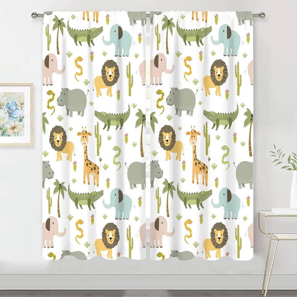 MESHELLY Curtains 42Wx63H Cute Cartoon Children 2 Panels