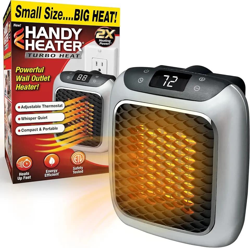 Ontel Handy Heater Turbo Heat Plug In Wall Outlet Heater, Space Heater