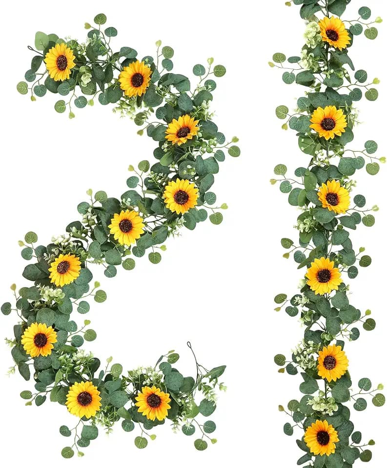 Artificial Sunflower Garland, Silk Sunflowers Hanging Vines