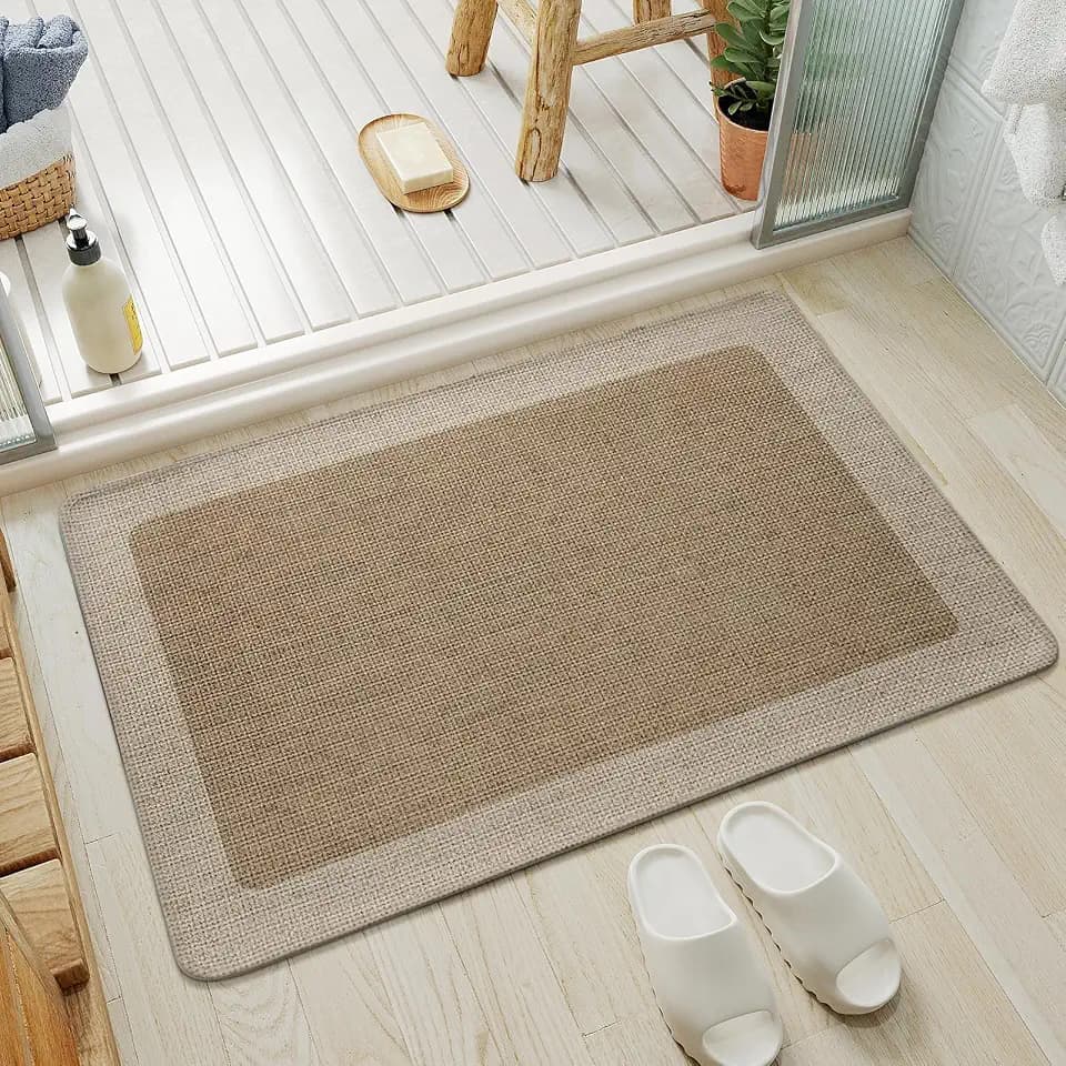 YDKGL Bath Mats for Bathroom, Non Slip Thin Bathroom Rugs, Brown 24x35