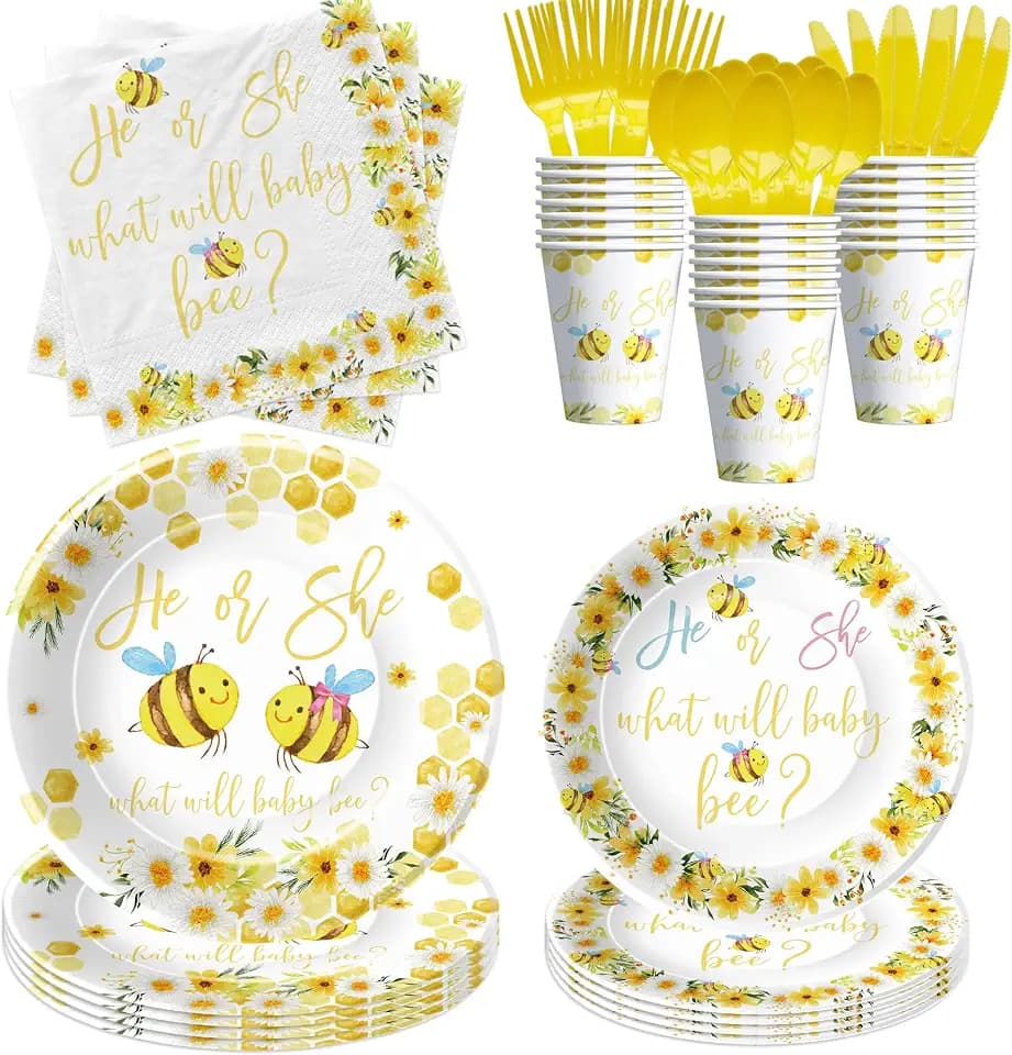 What Will It Bee Gender Reveal Party Supplies Decorations Serves 24