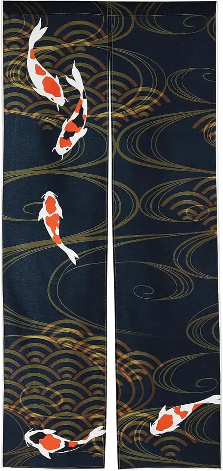 next.design Noren Japanese Style Doorway Curtain with a Picture of Nishiki Carp Nishikigoi Printed on it (pattern1)