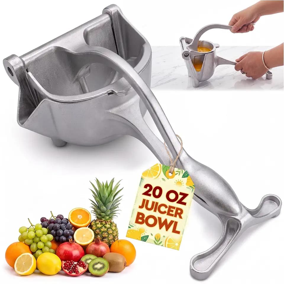 Hand Juicer Squeezer, Large 20 oz Aluminum Bowl with Pour Spout