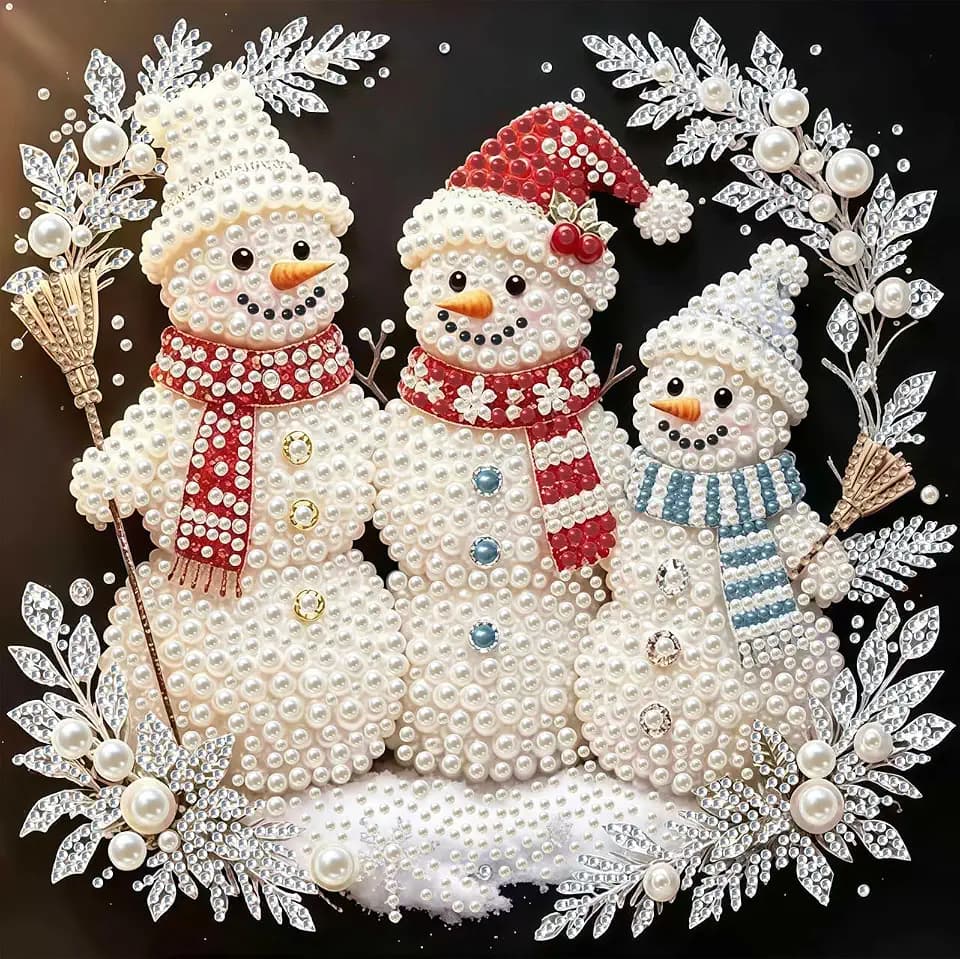 Winter Snowman Pearl Diamond Art Kits For Adults,DIY Diamond Dot For Adults