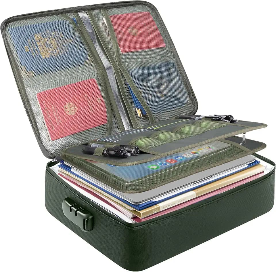 BALEINE Fireproof Document Box with Lock, Waterproof Fire Safe File Bag
