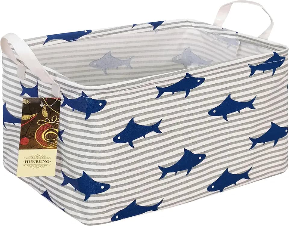 Rectangle Foldable Storage Basket Handles For Home, Shark