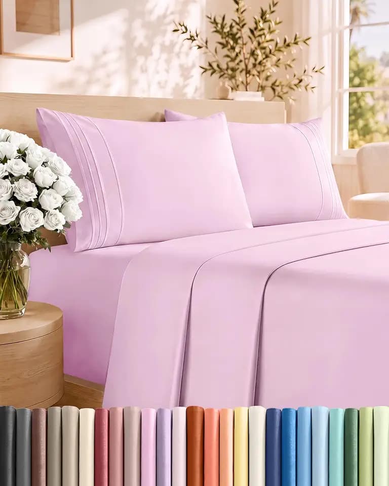 Full Size 4 Piece Sheet Set - Breathable & Cooling Sheets - Light Pink