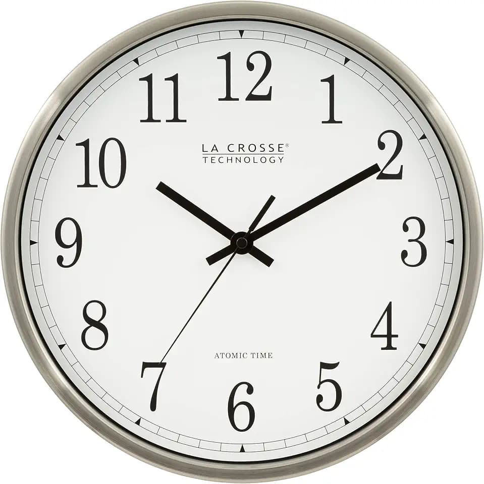 La Crosse Technology 12 Inch Atomic Analog Wall Clock, Aluminum (WT-3126B)