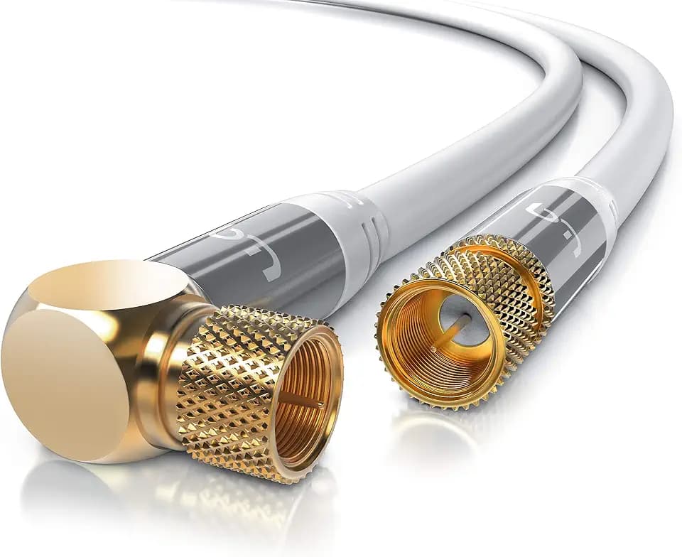 CSL - 5m SAT Kabel HDTV 90 Grad gewinkelt 135dB - Premium SAT Antennen Satellitenkabel F Stecker - TV HDTV Radio DVB-T DVB-C DVB-S DVB-S2 - Abschirmmaß 135db 75 Ohm - Weiß