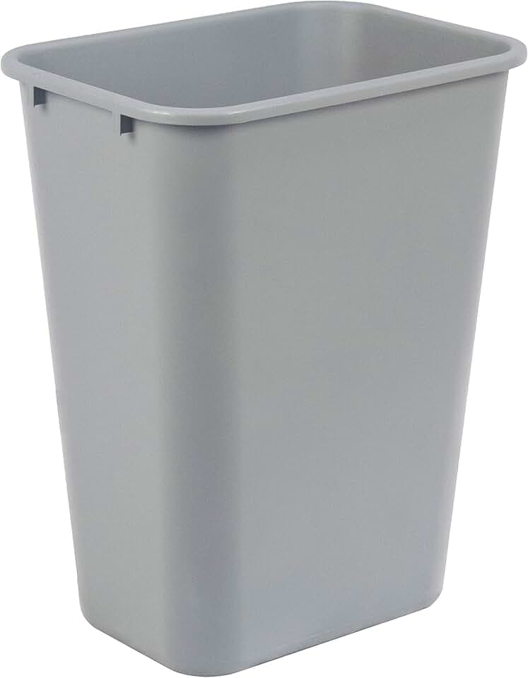 Amazon Basics Lightweight Rectangular Commercial Office Wastebasket, 10 Gallons, Grey