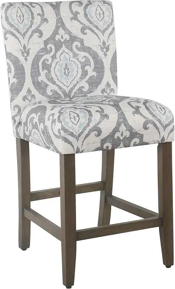HomePop Upholstered Counter Stool, 24-Inch, Suri Blue