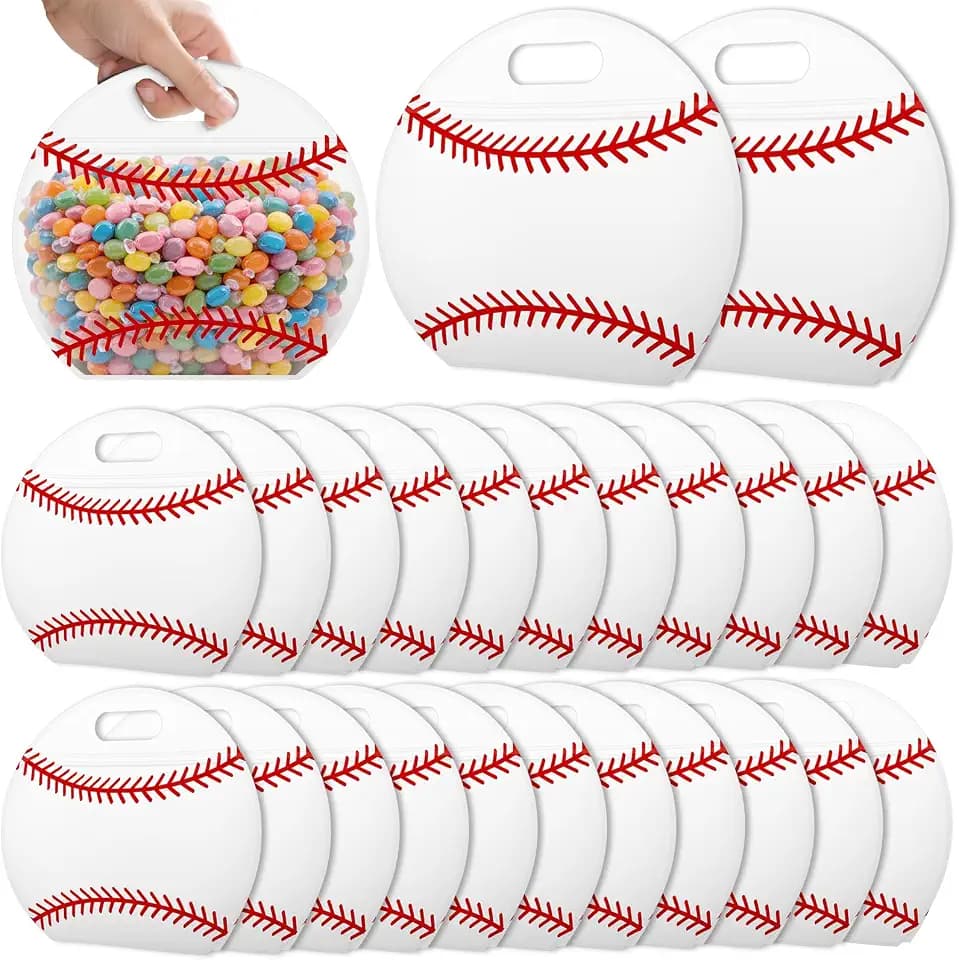 AKAIXI 24pcs 3.5 Mil Sealed Baseball Snack Bags for Training Snack Bag