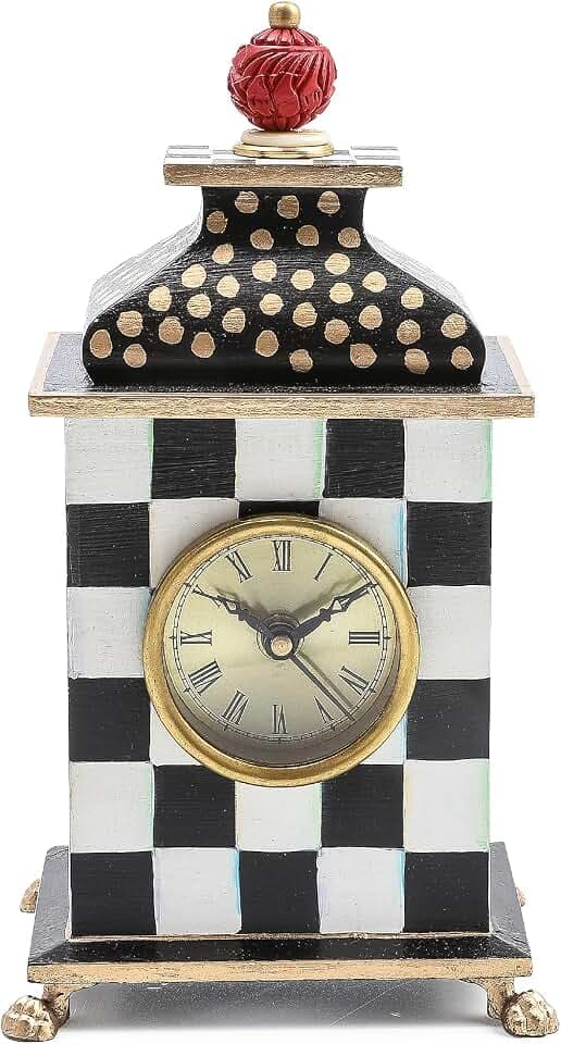 MACKENZIE-CHILDS Desk Clock, Black-and-White Courtly Check