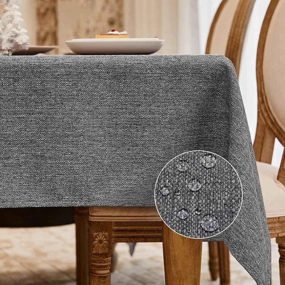BALCONY & FALCON Rectangle Tablecloth Washable Wrinkle Resistant and Water Proof Table Cloth Decorative Linen Fabric Tablecloths for Dining Parties Kitchen Wedding and Outdoor Use (Gray, 55x95)