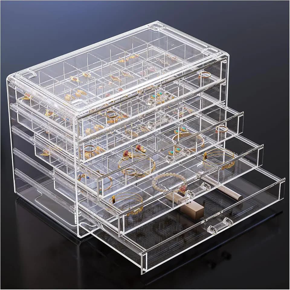 ProCase Acrylic Earrings Holder Organizer Box -Clear, 5 Layers