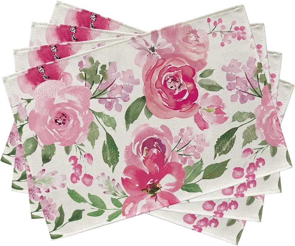 Seliem Spring Summer Watercolor Flower Placemats Set of 4