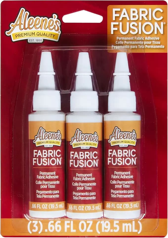 Aleene's Fabric Fusion Glue .66 oz 3-Pack, Permanent and Washable Adhesive, Dries Flexible, Strong Bond on Fabrics, Clothing, Denim, Polyester, Cotton, Flannel Materials