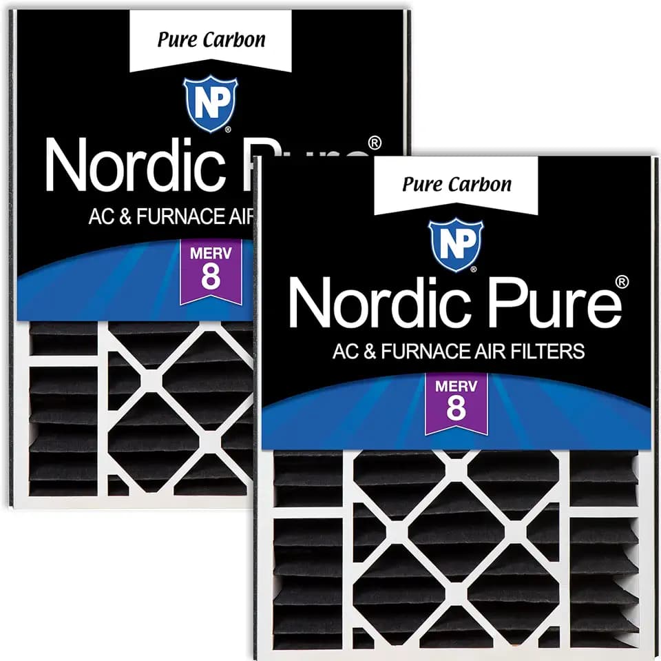 Nordic Pure 20x25x5 Air Bear Replacement Pure Carbon MERV 8 Air Filter 2 Pk