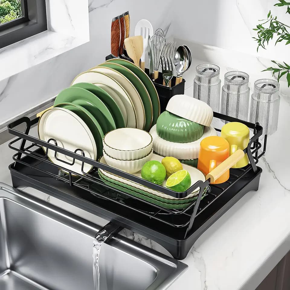 Epicano Dish Drying Rack for Kitchen Counter,Black,Large Capacity
