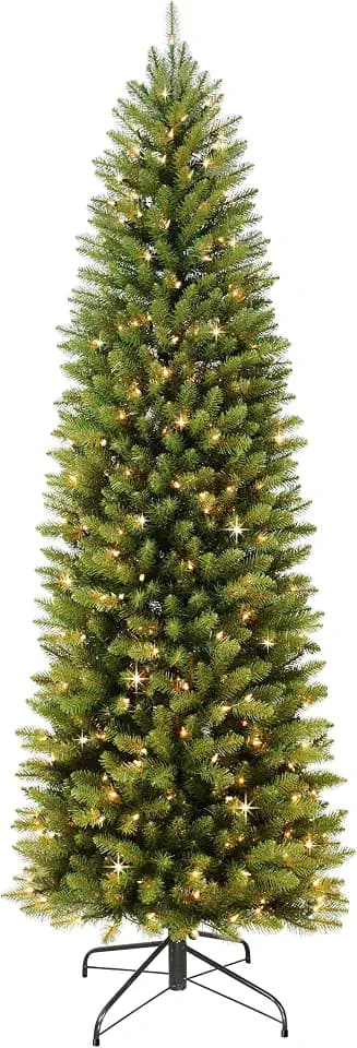 Puleo International 7.5ft Pre-Lit Fraser Fir Pencil Christmas Tree
