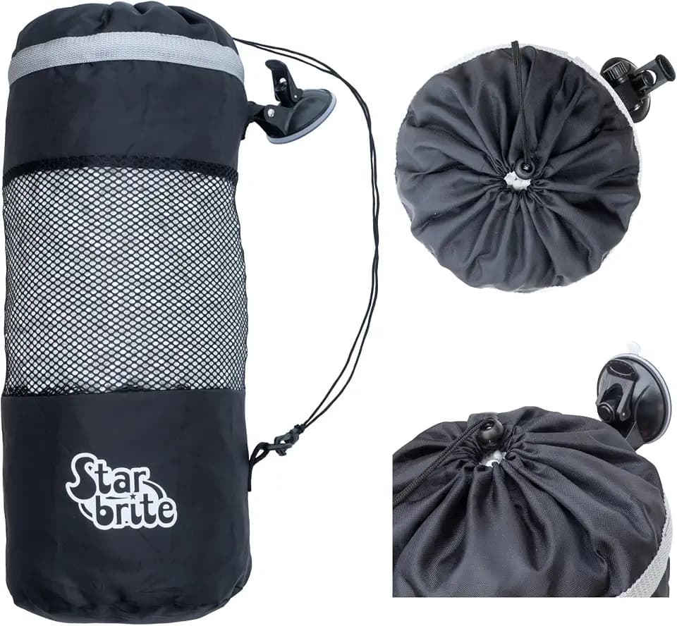 STAR BRITE Mesh Trash Bag with Locking Suction Cup & Litter Guard Cinch Tie