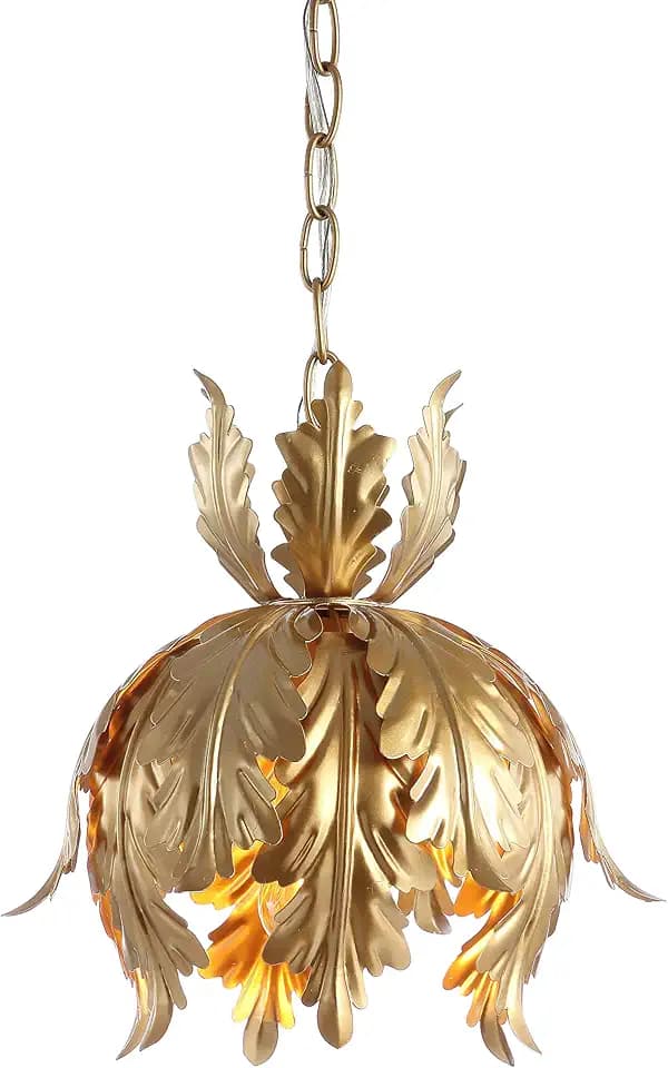 JONATHAN Y Anne 1-Light Lotus Leaf Metal Pendant Ceiling Fixture 12", Gold