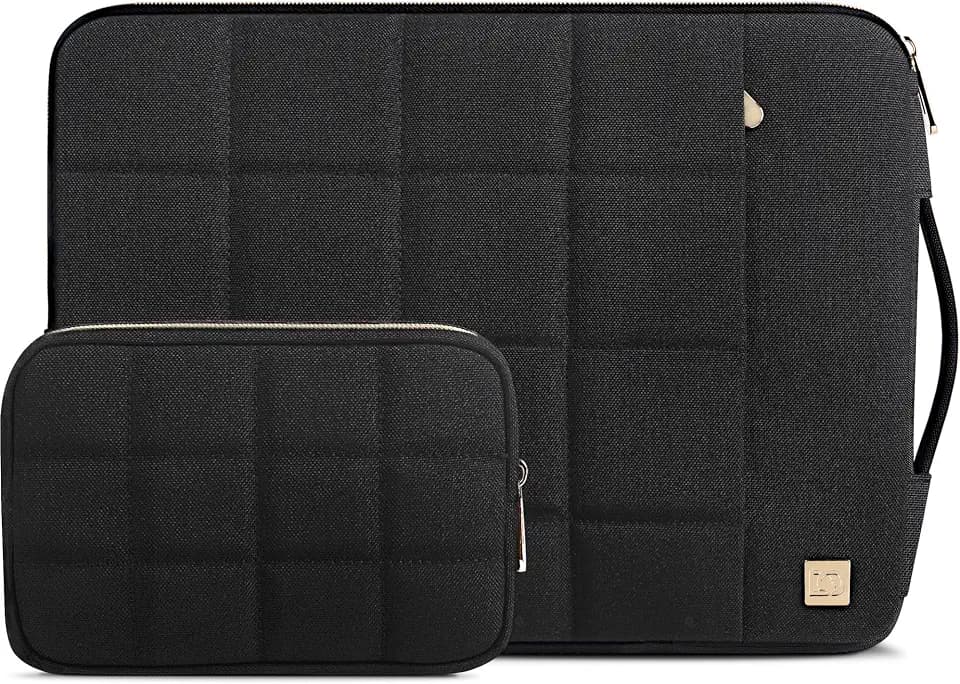 DOMISO Laptoptasche 15-15.6 Zoll Laptop Hülle mit Zubehör Tasche für MacBook Pro 16" M4/M3/M2, Dell XPS 16, HP Envy 15, Lenovo IdeaPad 5 / Flex 5, Wasserabweisende Notebook Tasche Sleeve, Schwarz