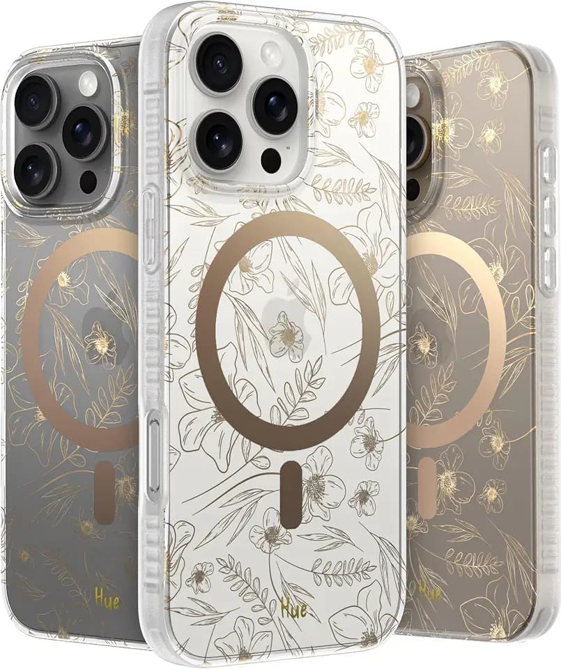 LONLI Hue for iPhone 16 Pro Max Case, Golden Floral Elegant Aesthetic