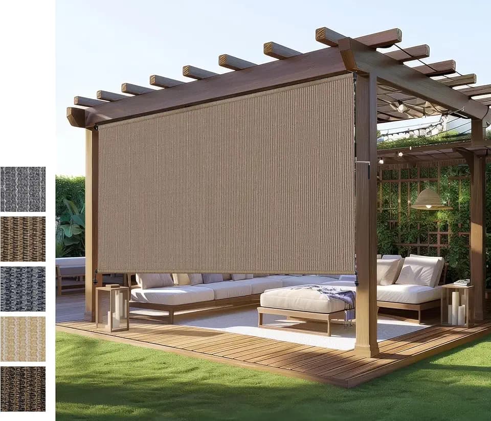 Outdoor Roller Shade,Patio Blind Roll Up Shade Exterior Cordless-11'W x 8'H
