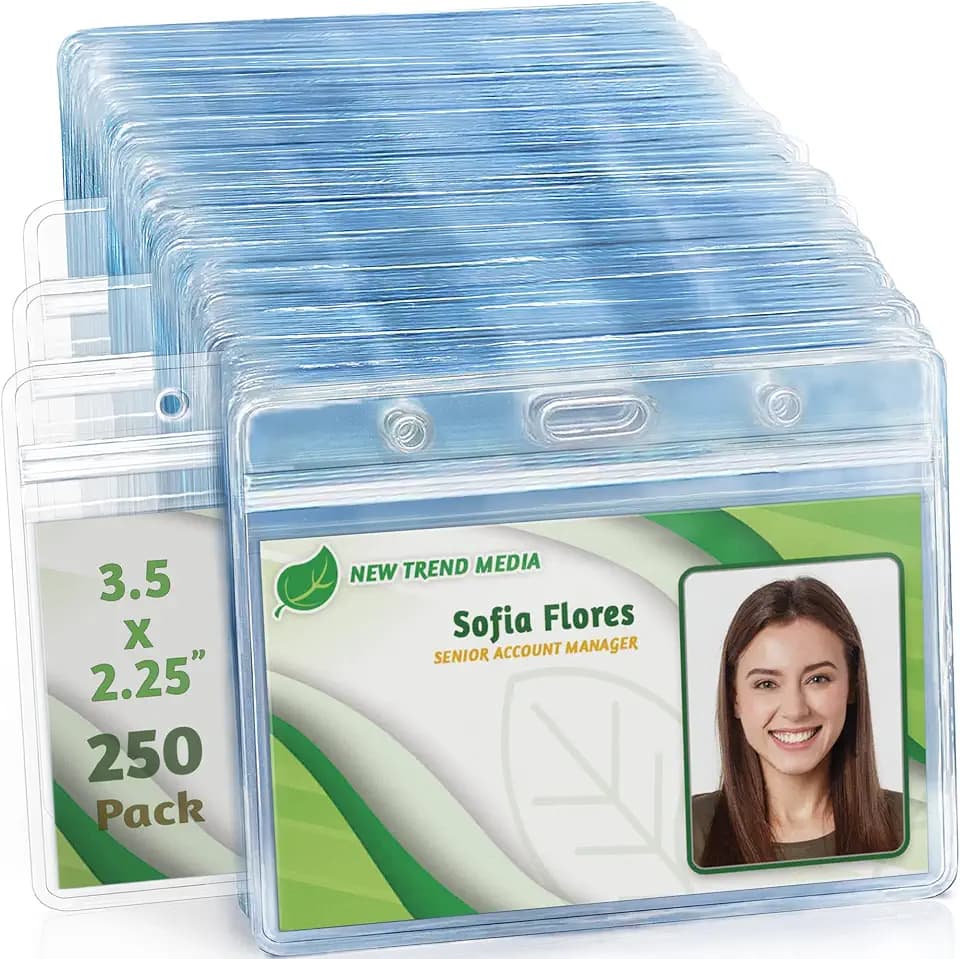 ID Card, Name Tag, Badge Holders - 3.5x2.25, 250 PK, Horizontal Sealable