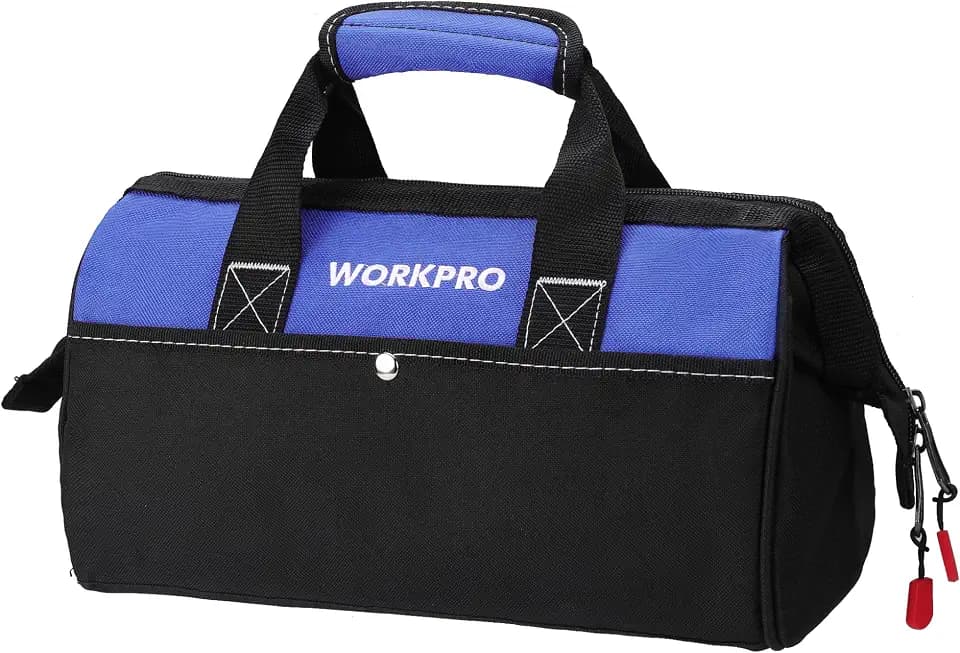 WORKPRO 13-inch Tool Bag, Wide Mouth Tool Tote with Inside Pockets