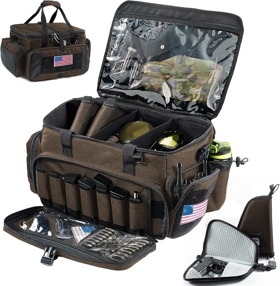 Large Pistol Range Bag Shooting for 5-7 Handguns- Tactical Bag Pistol Cases