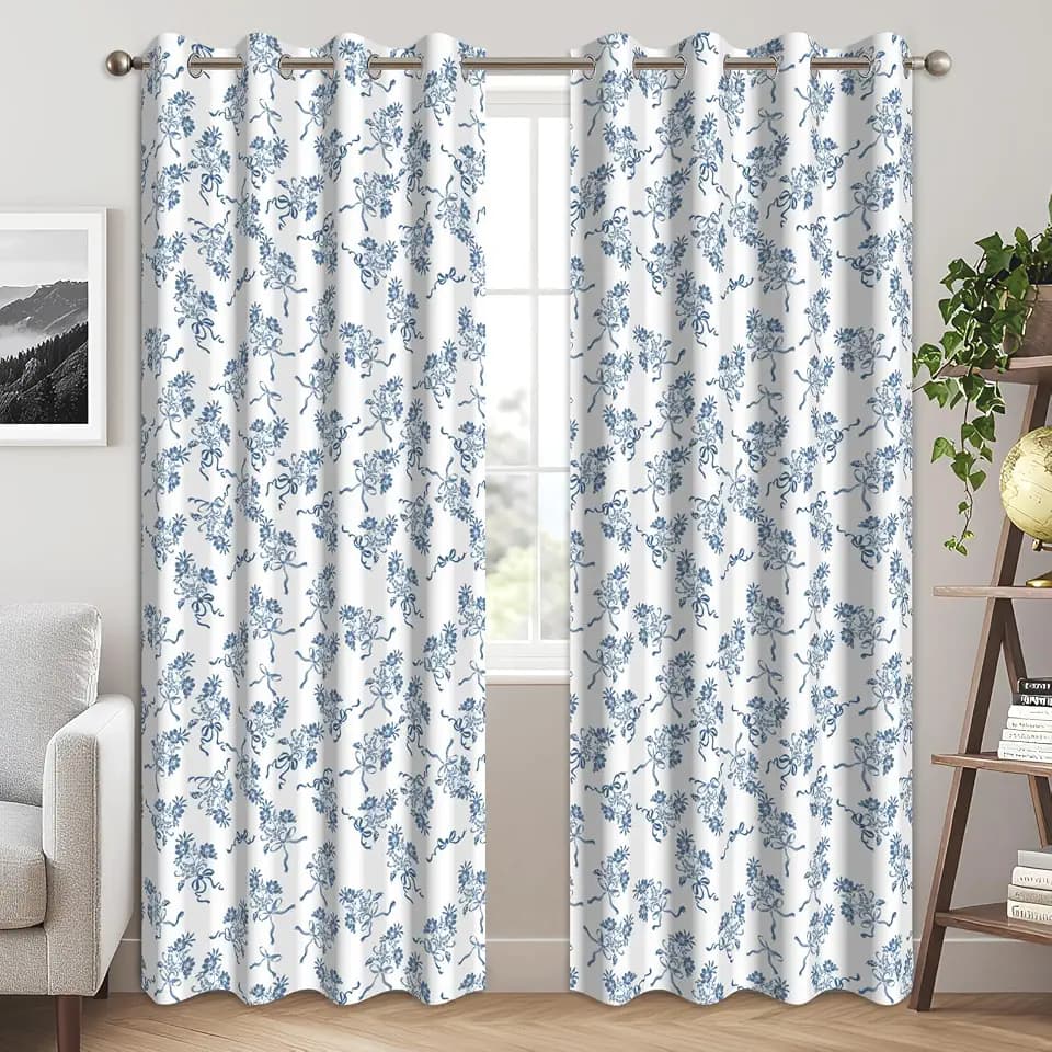 Floral Blackout Curtains for Bedroom 84 Inches Long