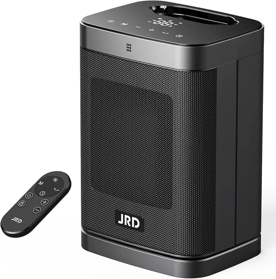 Space Heater Indoor with 80°Oscillation, Thermostat, 12h Timer, Fast Heat, Eco Mode, Remote, Small Quiet Safe Room Electric Heater, Portable Desk Heat for Office Bedroom Home
